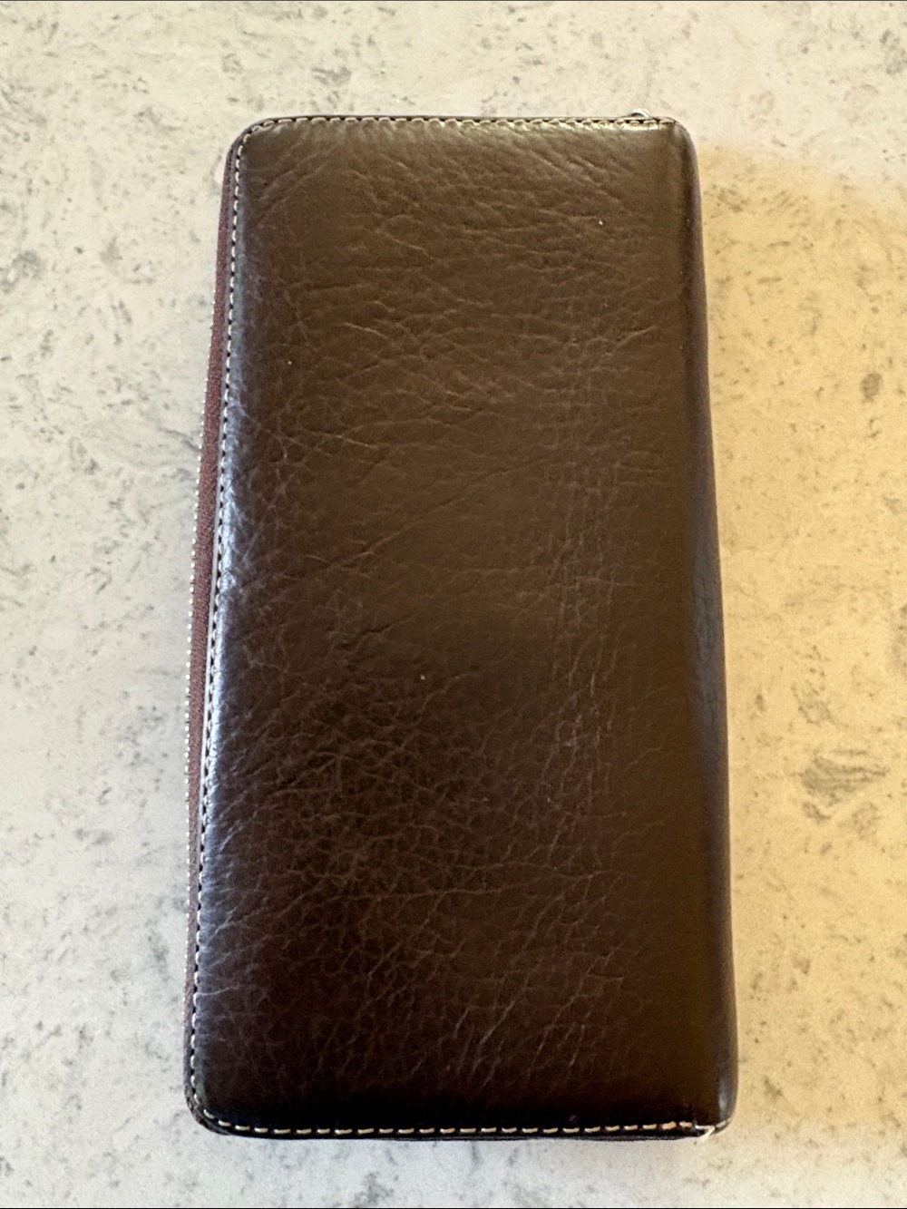 Coach Chelsea Brown Pebbled Leather Credit Card Bill Coin Zip Around Wallet VG+ - Picture 2 of 10
